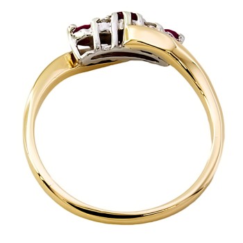 9ct gold Ruby / Diamond crossover Ring size M